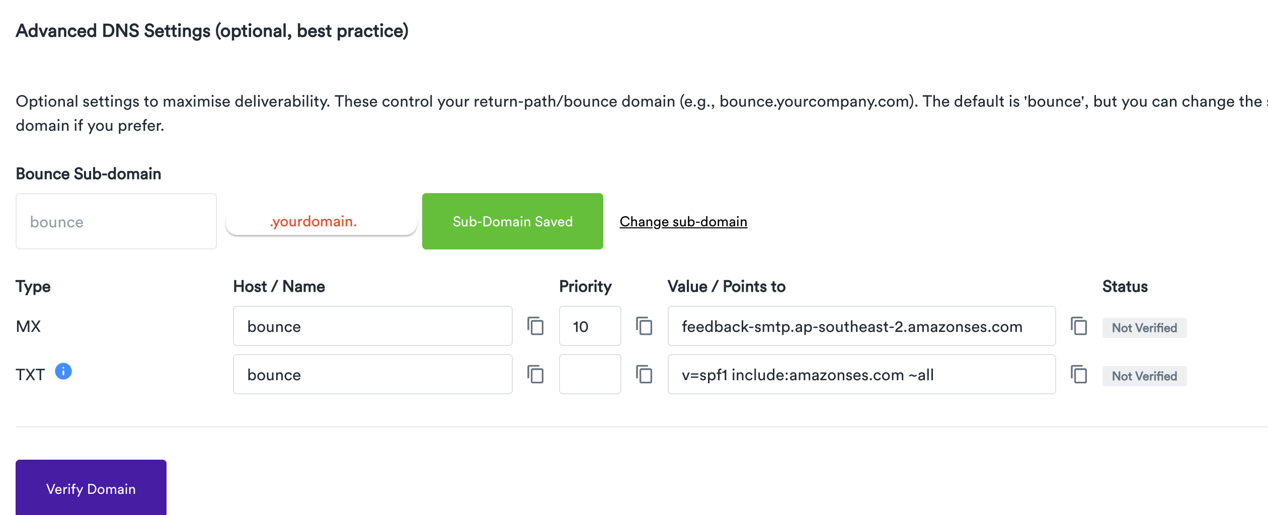 Best Practice when setting up domain authentication for your emails is to include a "reply to" subdomain