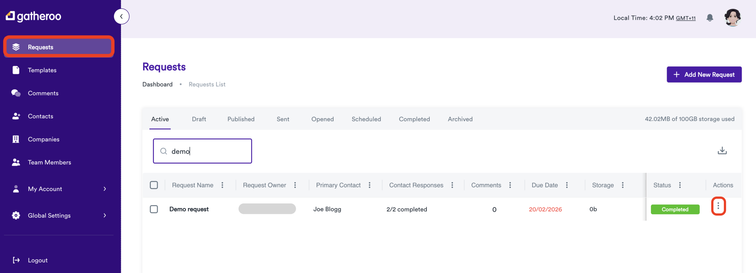 Download your Gatheroo Activity Log in your PDFs through the Request Dashboard