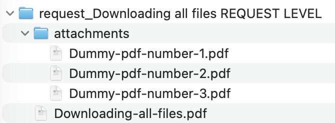 The Request level folder structure is great when there are only a few files or if all the files need to be moved into another system such as Xero