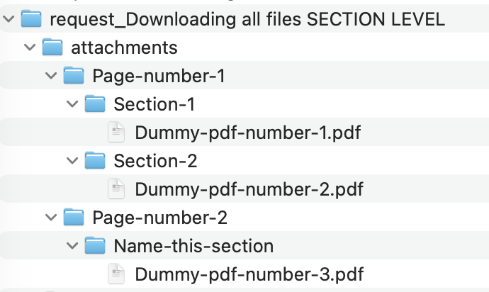 The Section level is a great option when you need to know which section the file relates to, but not down to the question level