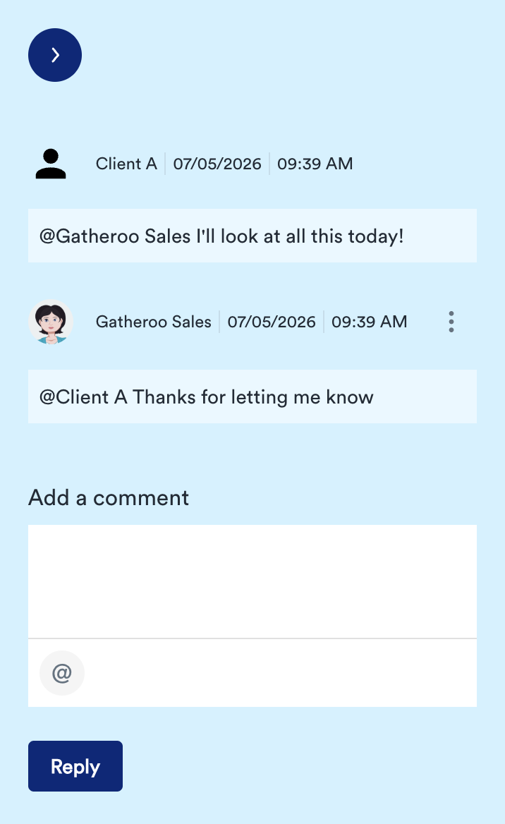 @mentions in comments filters who receives an email notification, not the visibility of the comment on the request