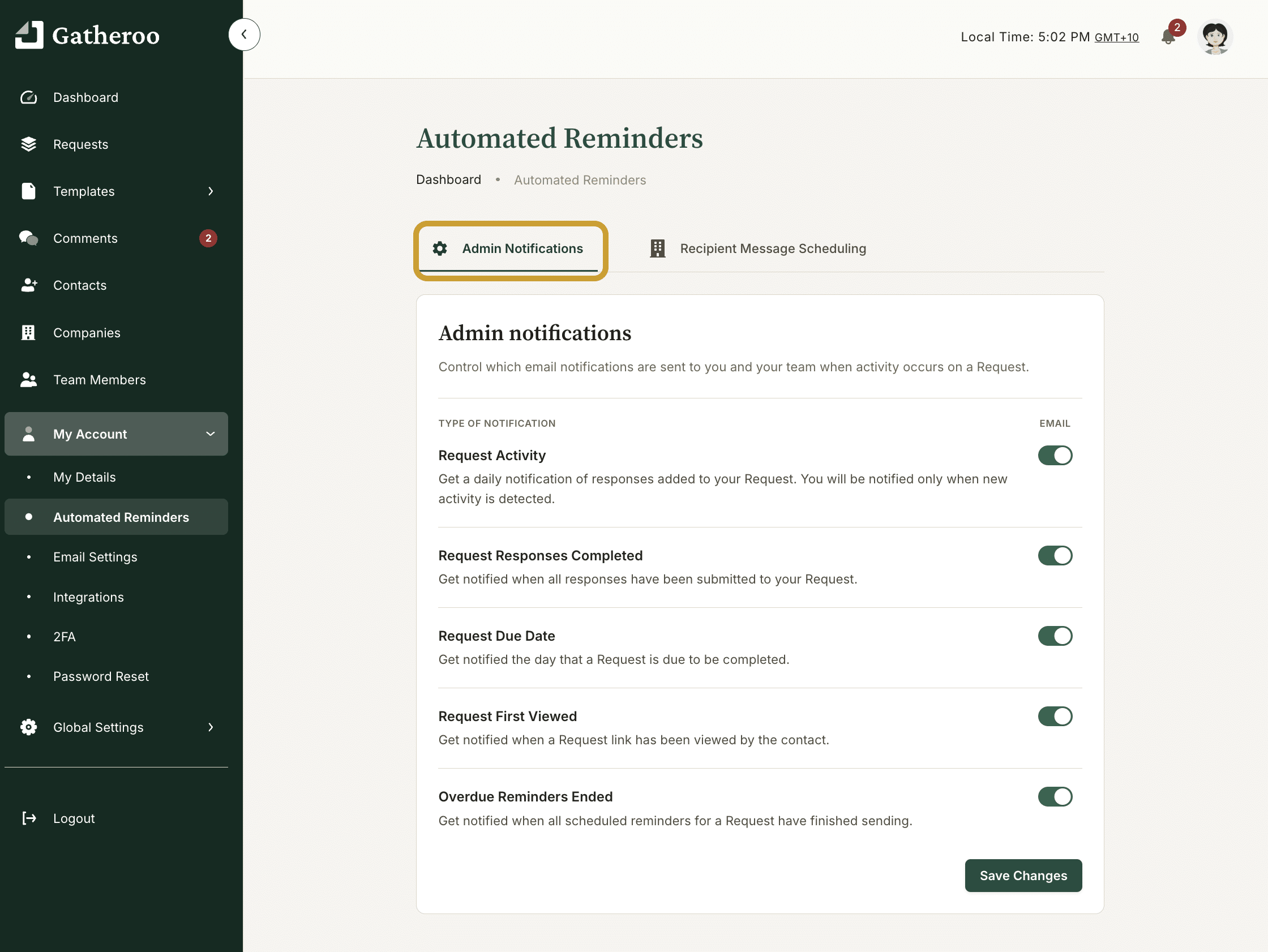 Automated Admin Notifications to let users know what's happening in their account