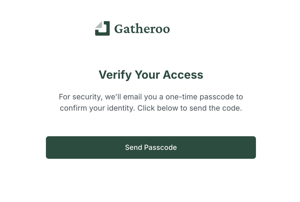Client screen requiring a passcode
