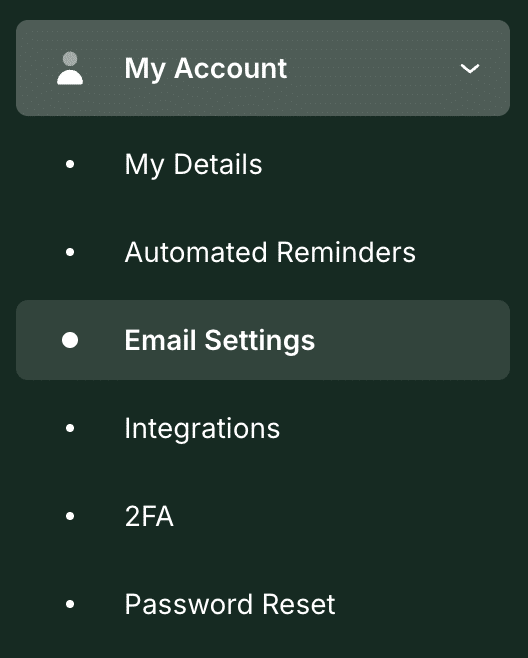 Email Settings in Gatheroo are found under My Account