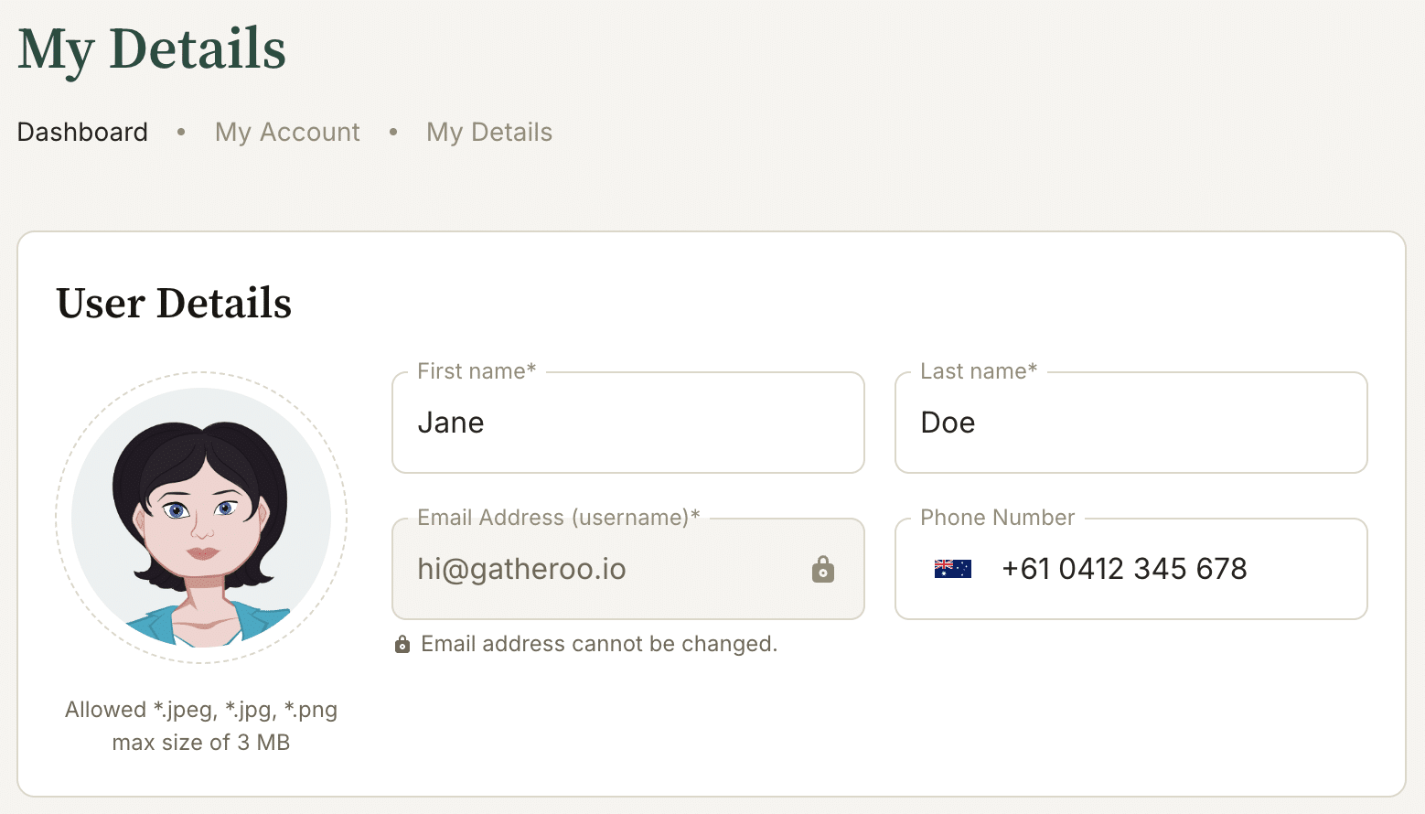Email signature are set under My Details and can include links and logos.