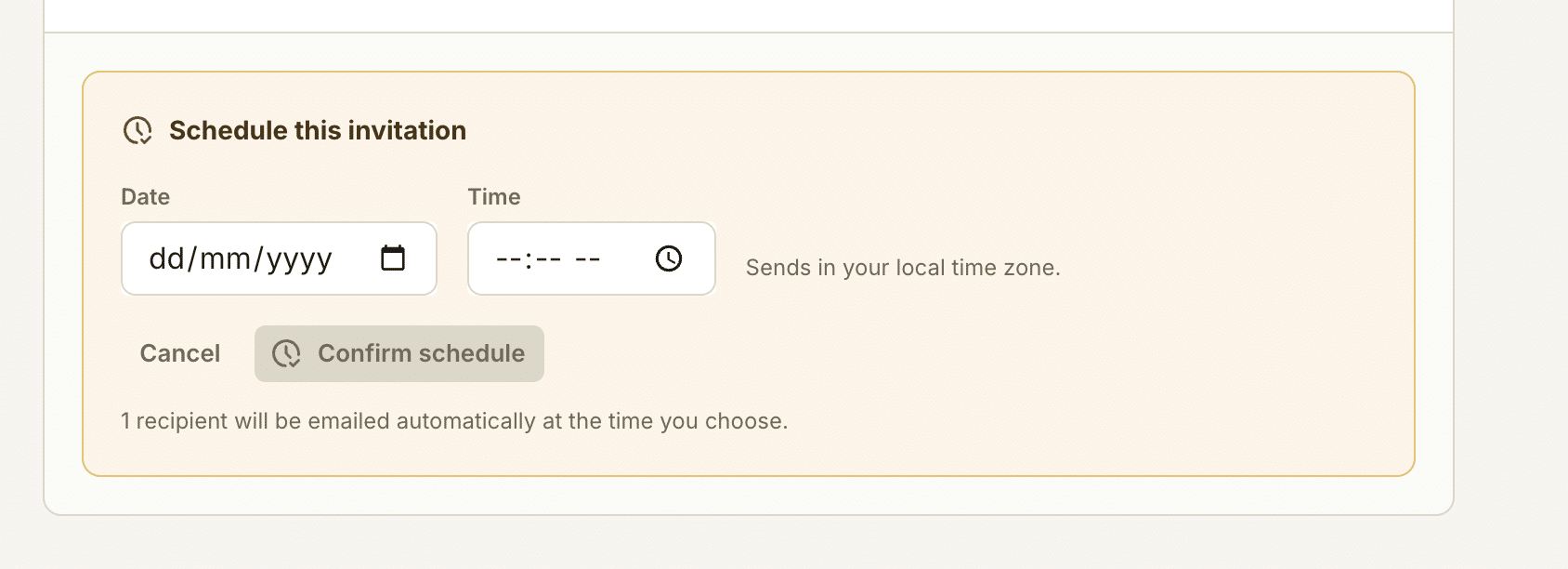 Schedule a request invitation to be sent at a later date