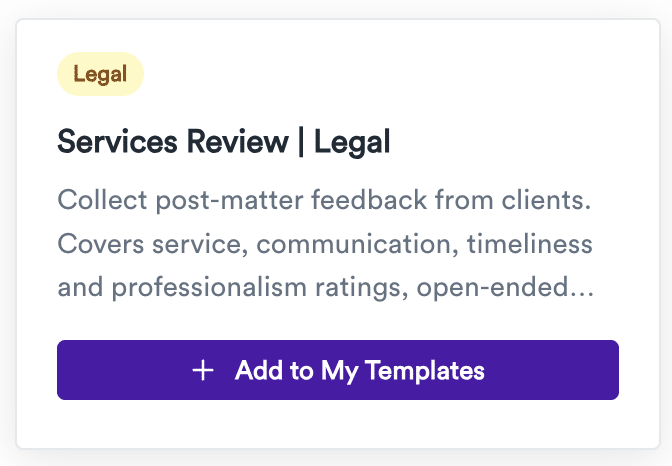 A Gatheroo Template card before it is added to the user's account.
