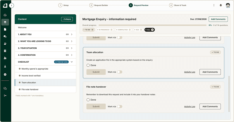 An internal-only page added to a Gatheroo request.