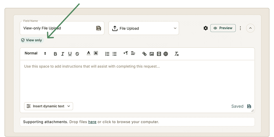 The View-only pill on the field can be clicked to open settings